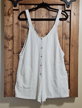 Gentle Fawn Harper Button Front Romper in Linen Small